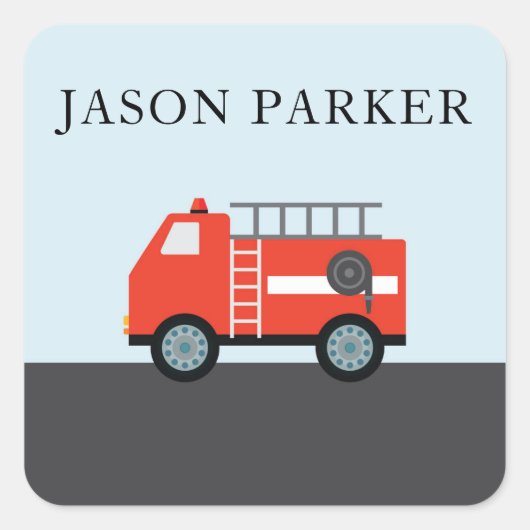 Trekkers voor Kinder brandweerauto's Vierkante Sticker (Voorkant)