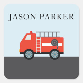 Trekkers voor Kinder brandweerauto's Vierkante Sticker