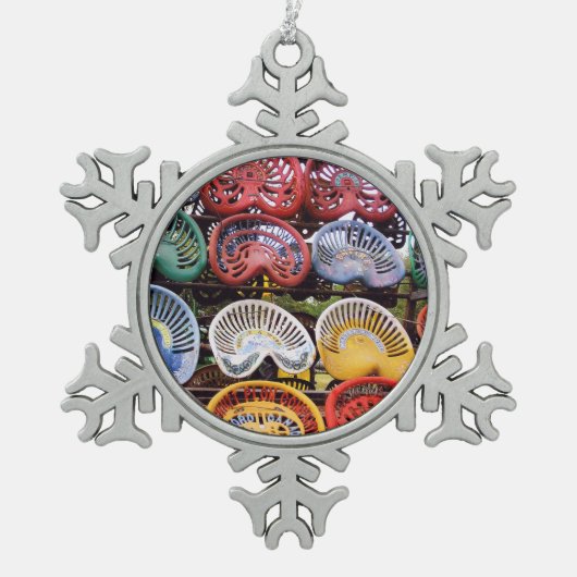 Trekkerstoelen op het Show van de trekker Tin Sneeuwvlok Ornament (Voorkant)