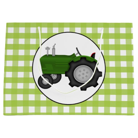 Trekkertas met groene gingham-stijl voor land large cadeautasje (Voorkant)