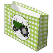 Trekkertas met groene gingham-stijl voor land large cadeautasje (Voorkant Gekanteld)