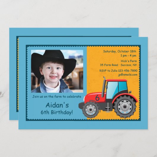 Trekkervoertuig — Fotouitnodiging Kaart (Voorkant / Achterkant)