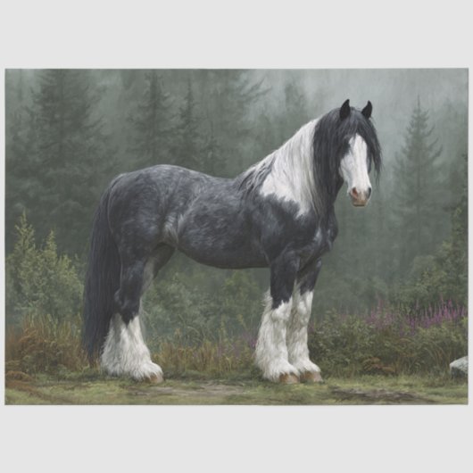 Trekpaard Landschap Decoupage Tissuepapier (Voorkant)