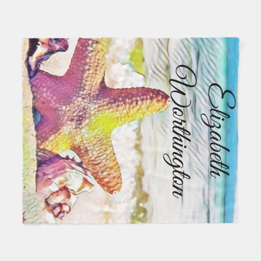  trekroze gele sterren fleece deken (Voorkant (Horizontaal))