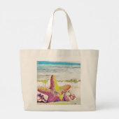  trekroze gele sterren grote tote bag (Achterkant)