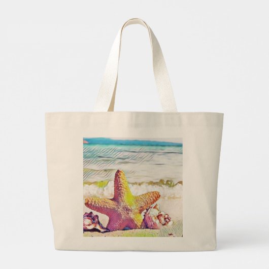  trekroze gele sterren grote tote bag (Achterkant)