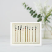 Trekstenen, speermessen, halberds en tussenschotte briefkaart (Staand voorkant)