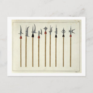 Trekstenen, speermessen, halberds en tussenschotte briefkaart