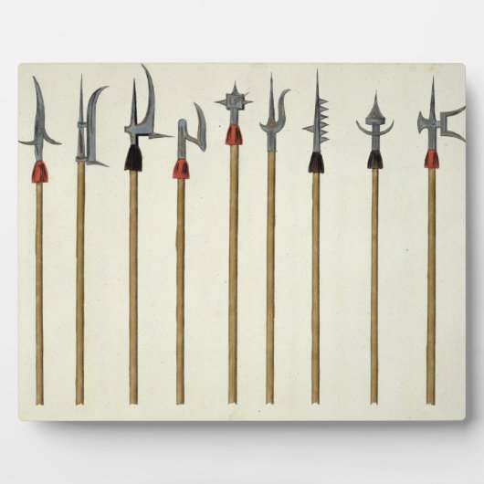Trekstenen, speermessen, halberds en tussenschotte fotoplaat (Voorkant)