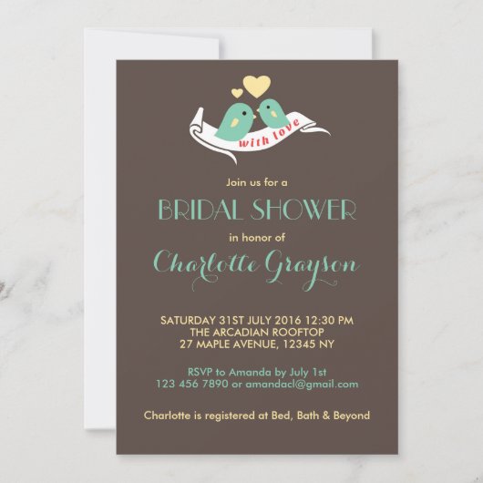  trekvogels Stripes Bridal Shower Invitation Kaart (Voorkant)