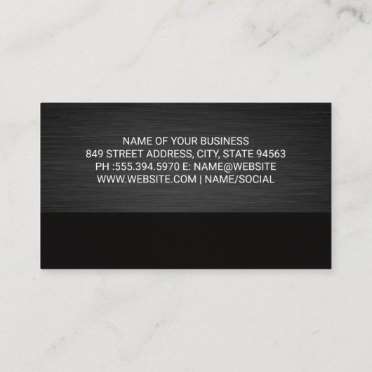 Trekvrachtwagen | Achtergrond zwart metaal Visitekaartje (Achterkant)