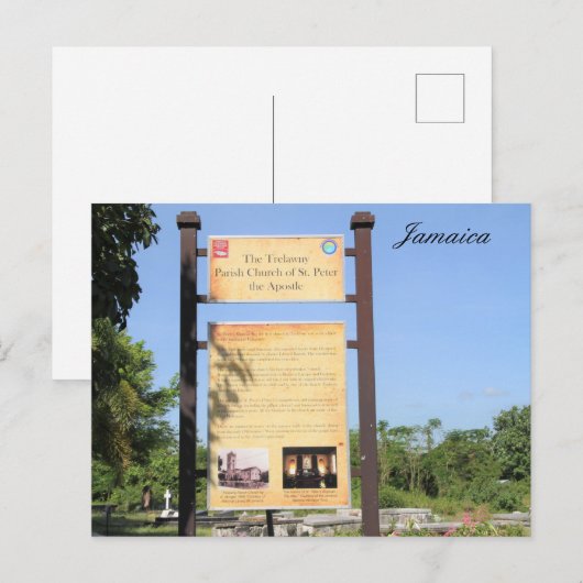 Trelawny Parish Church sign, Jamaica, photography, Briefkaart (Voorkant / Achterkant)
