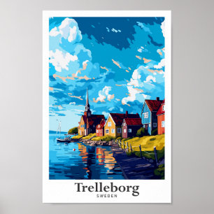 Trelleborg Zweden Travel Art Vintage Illustratie Poster