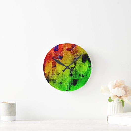 Trellis Abstract Art Wall Clock Round G g G Ronde Klok (Huis)