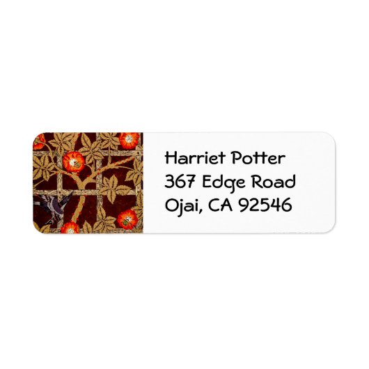 Trellis Birds Flowers Morris Fine Wallpaper Etiket (Voorkant)