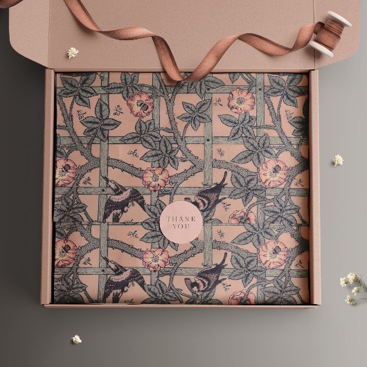 Trellis Birds William Morris Paarse  Bloemen Tissuepapier