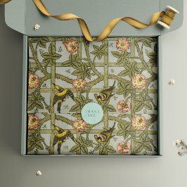 Trellis Birds William Morris Paarse Bloemen Tissuepapier