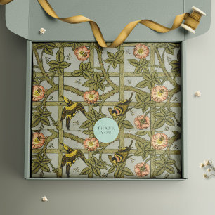 Trellis Birds William Morris Paarse  Bloemen Tissuepapier