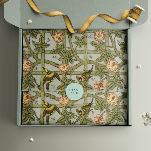 Trellis Birds William Morris Paarse Bloemen Tissuepapier