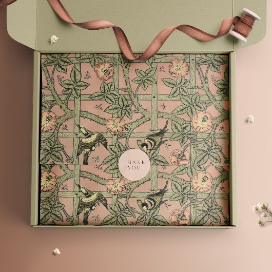 Trellis Birds William Morris Paarse  Bloemen Tissuepapier