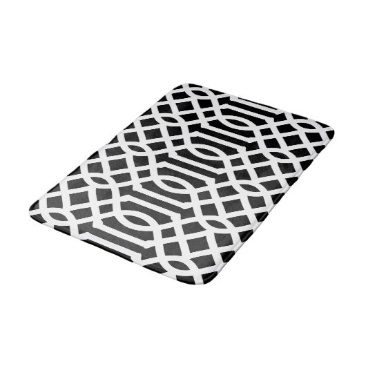 Trellis Black en White | bewerkbare kleuren Badmat (Gekanteld)