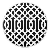 Trellis Black en White Keramische Knop (Voorkant)