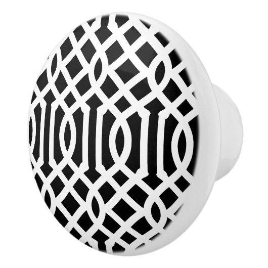 Trellis Black en White Keramische Knop (Rechts)
