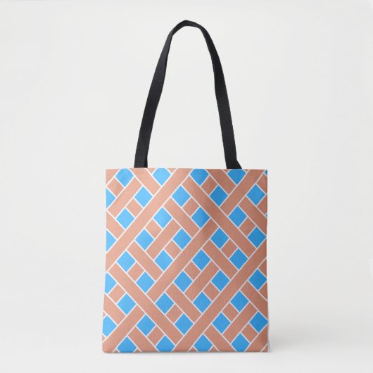 Trellis blauwe achtergrond tote bag (Voorkant)