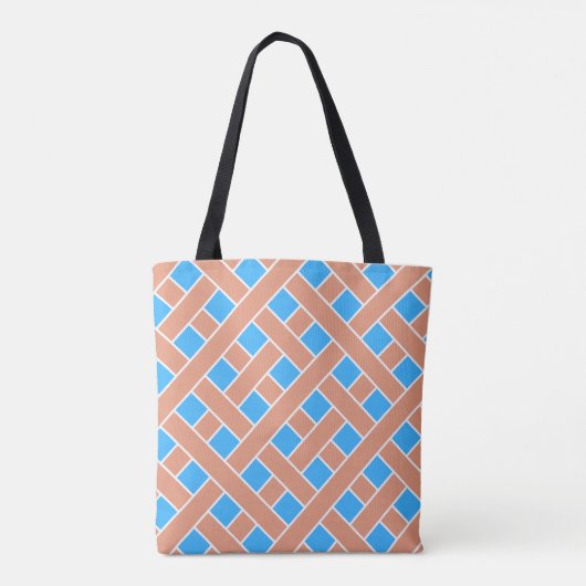 Trellis blauwe achtergrond tote bag (Achterkant)
