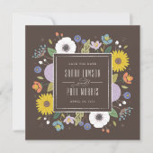 Trellis Bloem Frame Bewaar de Datum - Bruin Save The Date (Voorkant)