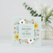 Trellis Bloem Frame Bewaar de Datum - Mint Groen Save The Date (Staand voorkant)