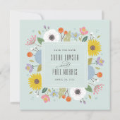 Trellis Bloem Frame Bewaar de Datum - Mint Groen Save The Date (Voorkant)