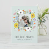 Trellis Bloem Frame Bewaar de Datum - Mint Groen Save The Date (Staand voorkant)