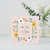 Trellis Bloem Frame Bewaar de Datum - Roze Save The Date (Staand voorkant)