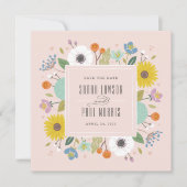 Trellis Bloem Frame Bewaar de Datum - Roze Save The Date (Voorkant)