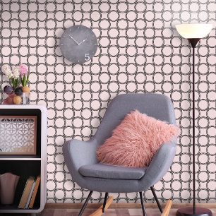 Trellis Circles Zwart Roze Behang