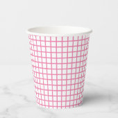 Trellis Fuchsia Roze - Wit Papieren Bekers (Achterkant)