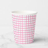 Trellis Fuchsia Roze - Wit Papieren Bekers (Rechts)