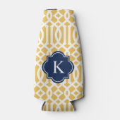 Trellis in Navy & Geel | Flessenkoeler Flesjeskoeler (Voorkant)