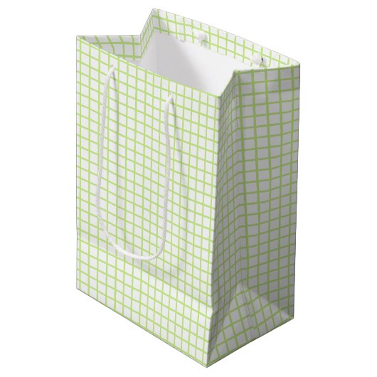 Trellis Lente Groen - Wit Medium Cadeauzakje (Voorkant Gekanteld)