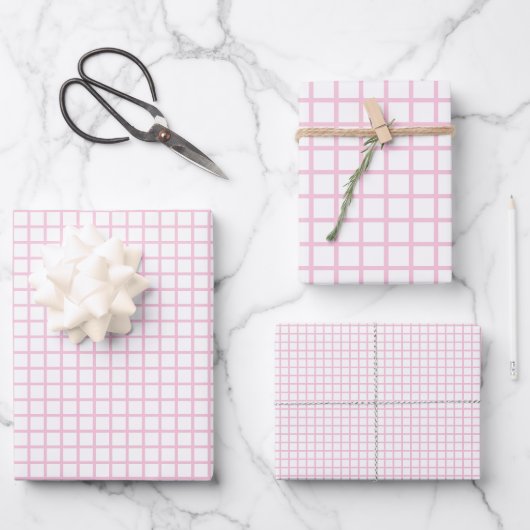 Trellis Licht Roze - Wit Inpakpapier Vel (Voorkant)