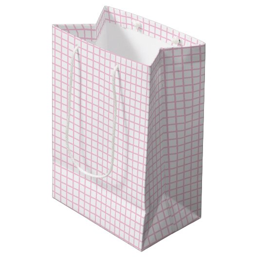 Trellis Licht Roze - Wit Medium Cadeauzakje (Voorkant Gekanteld)
