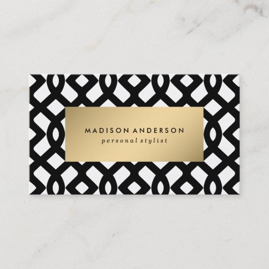 Trellis Links in Gold | VISITEKAARTJES (Voorkant)