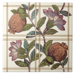 Trellis met Fruit & Flowers Repro Victoriaans Tege Tegeltje