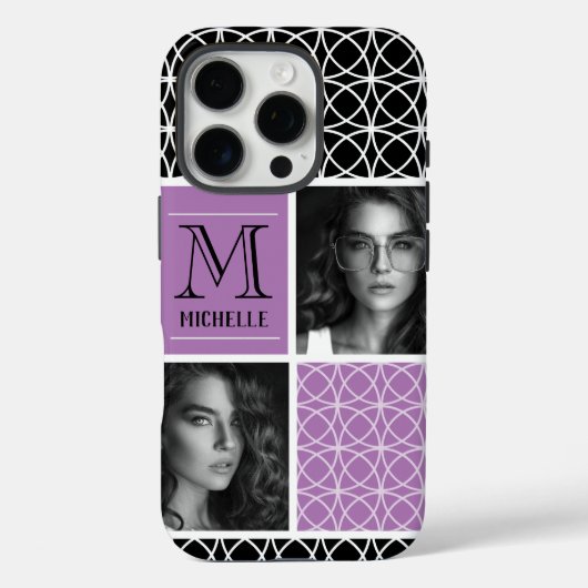 Trellis Pattern Foto Collage & Monogram Case-Mate iPhone Case (Achterkant)