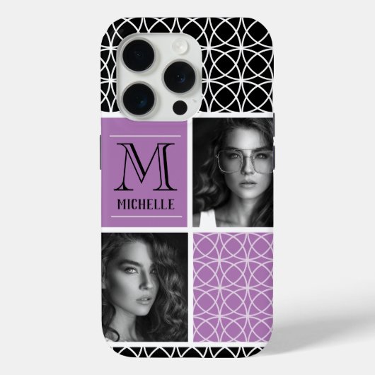 Trellis Pattern Foto Collage & Monogram Case-Mate iPhone Case (Achterkant)