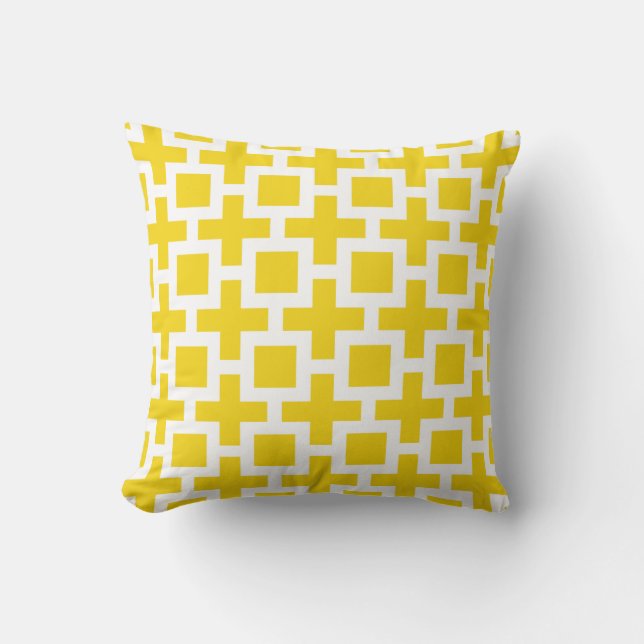 Trellis Pattern Lemon Yellow Sierkussen (Voorkant)