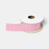 Trellis Raspberry - Wit Satijnen Lint (Spoel)