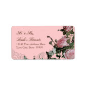 Trellis Roos Roze Rozen Vlinder Swirls Etiket (Voorkant)
