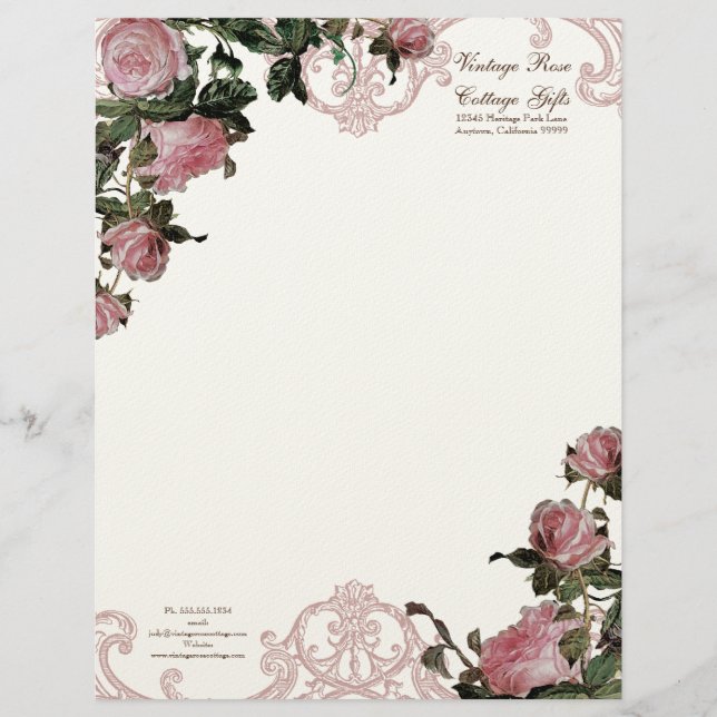 Trellis Roos  Swirl Stationery Letterhead Briefhoofd Sjabloon (Voorkant)